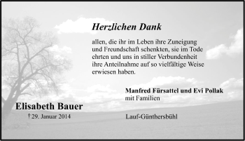 Traueranzeige von Elisabeth Bauer von Pegnitz-Zeitung